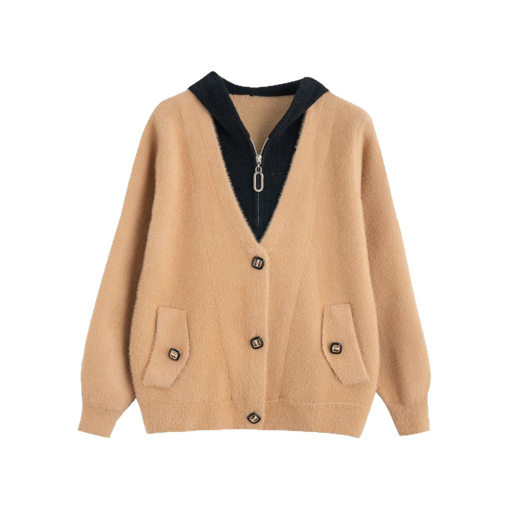 Damen kuschelige Strickjacke mit edlen Knopfdetails Drune