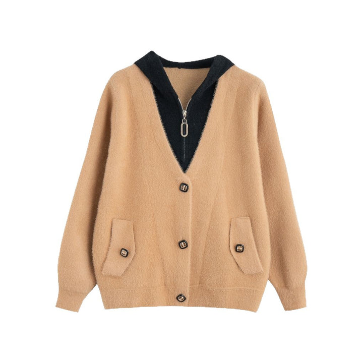 Damen kuschelige Strickjacke mit edlen Knopfdetails Drune
