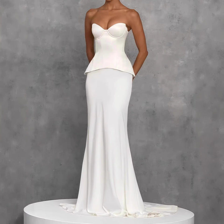 Damen Figurbetontes Brautkleid mit Peplum-Silhouette Drune