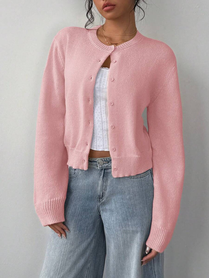 Damen Strickjacke aus softer Baumwolle mit Knopfdetails Drune