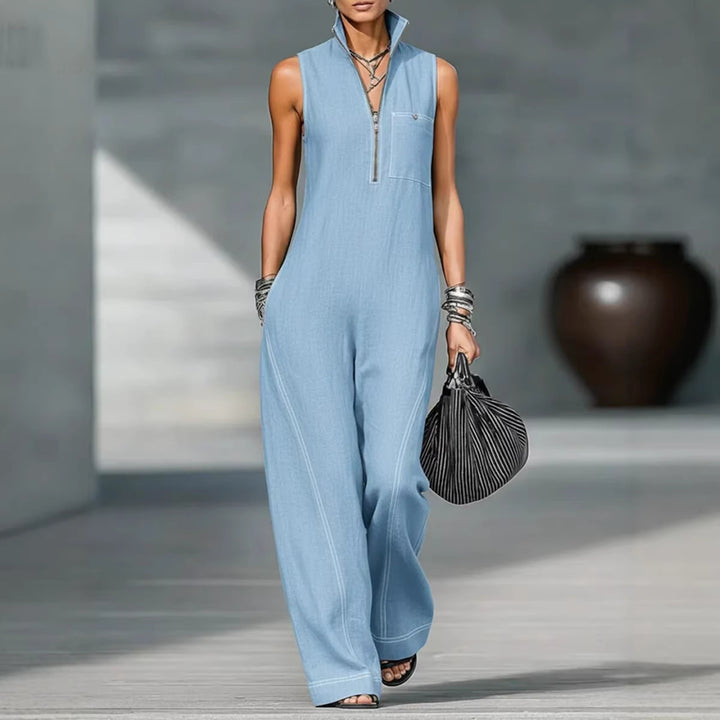 Damen Utility-Jumpsuit mit hochgeschlossenem Kragen und tiefem Reißverschluss Drune