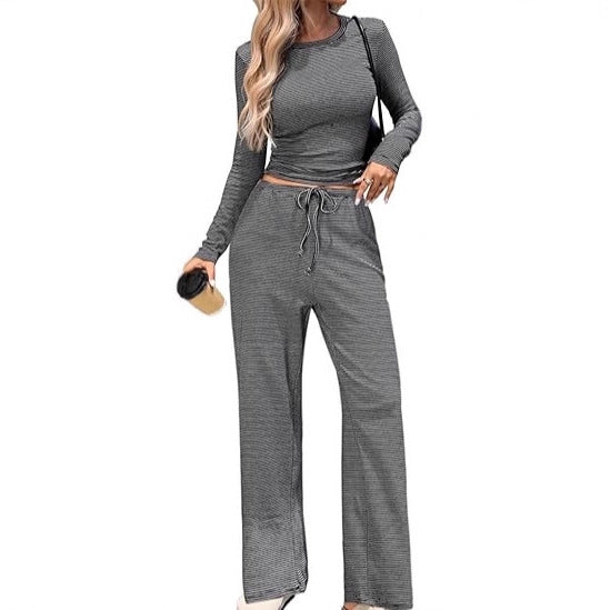 Damen lässiges Longsleeve Freizeit-Set mit weitem Schnitt Drune