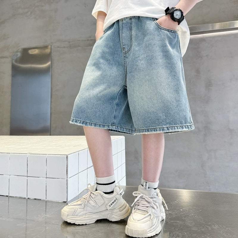 Jungen lässige Denim-Shorts mit Cargo-Taschen Drune