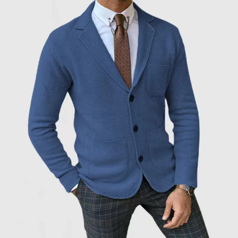 Herren Strickblazerjacke mit hohen Taschen und eleganter Knopfleiste Drune