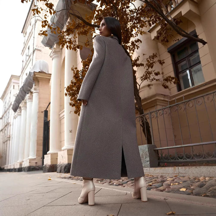 Damen Eleganter Doppelreiher-Mantel mit strukturierten Details Drune