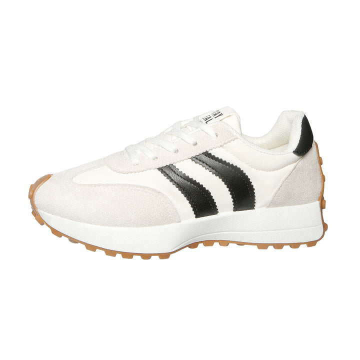 Damen nan retro-inspirierter Sneaker mit Wildleder-Overlays, Nylonoberteil und profilierter Waffelsohle Drune