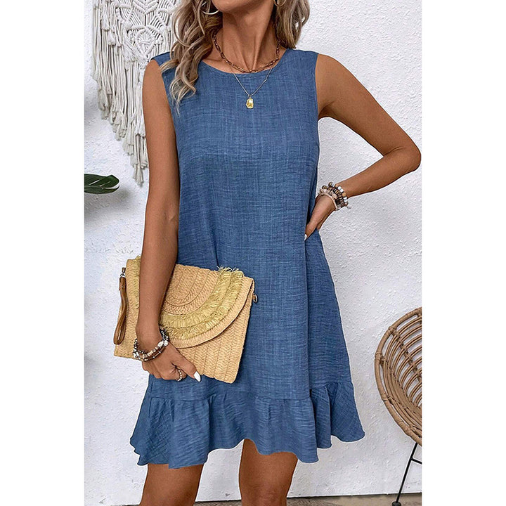 Damen ärmelloses Kleid mit Rüschensaum und lässigem Schnitt Drune