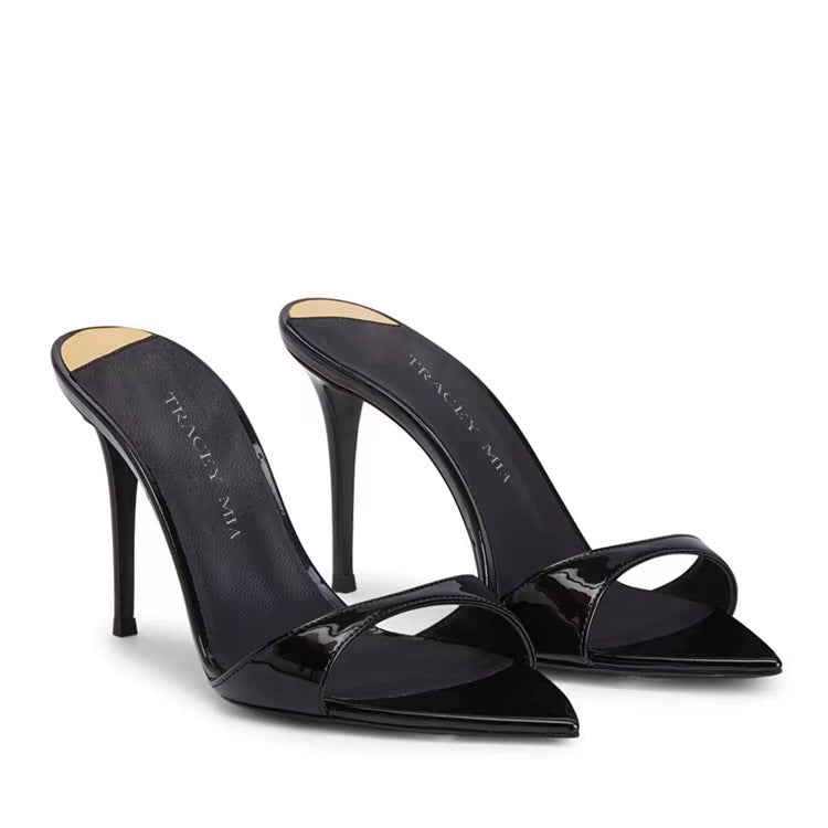 Damen Spitzer Zeh Offene Ferse Stilettos Drune
