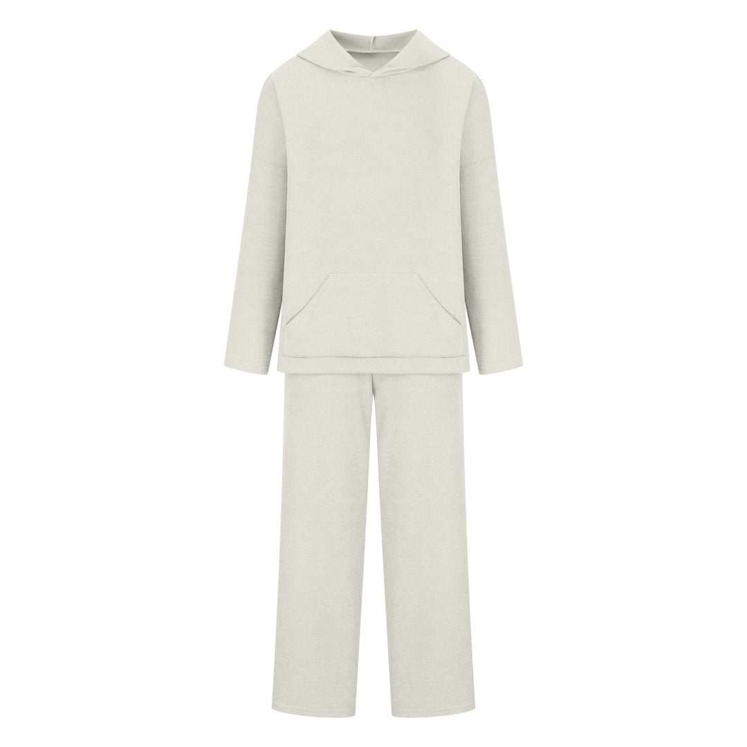 Damen Bequemes Langarm-Hoodie- und Palazzo-Hosen-Set Drune