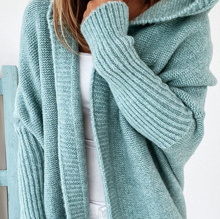Damen gemütlicher Cardigan mit Kapuze und Farbverlauf Drune