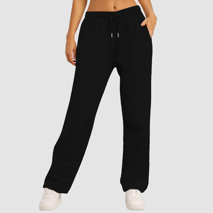 Damen nan weite High‑Waist Palazzo-Loungehose mit elastischem Komfortbund, Kordelzug und seitlichen Eingrifftaschen Drune