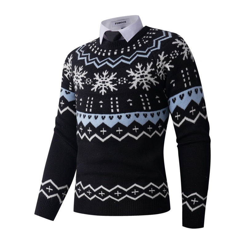 Herren modischer Strickpullover mit kreativem Schneemuster Drune
