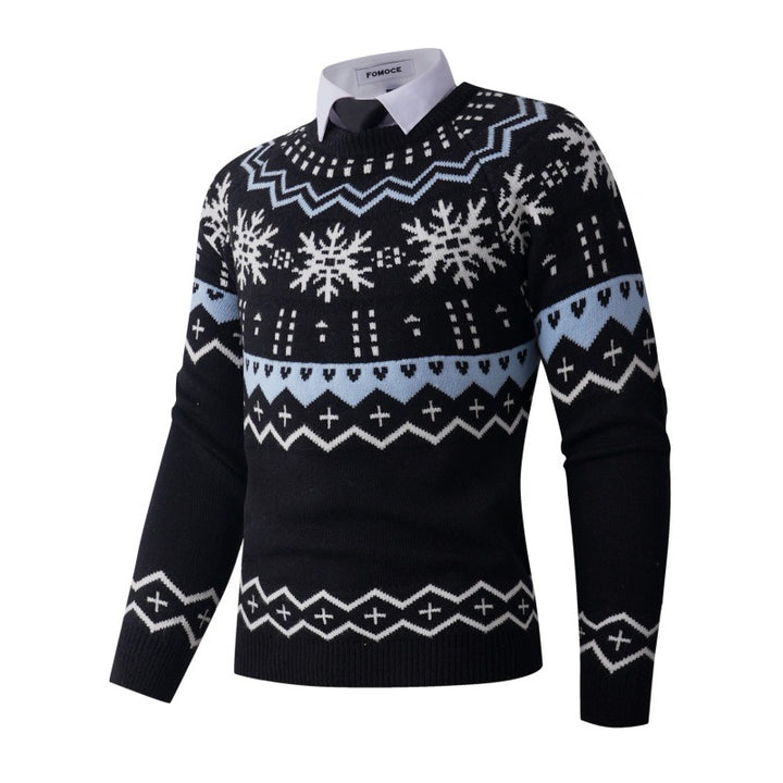 Herren modischer Strickpullover mit kreativem Schneemuster Drune