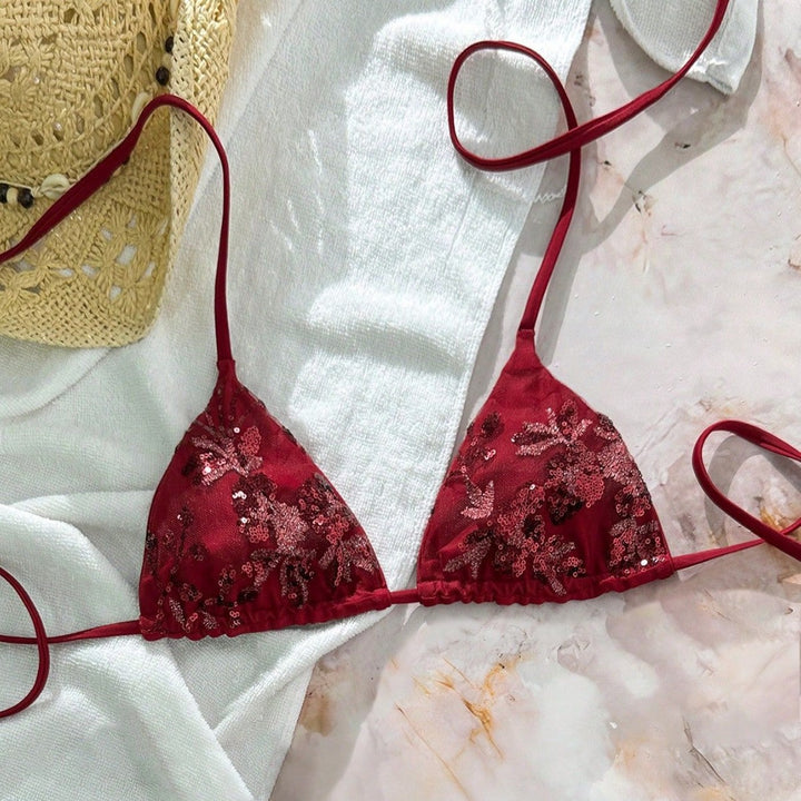 Damen Triangel-Bikini mit funkelnden Pailletten Drune