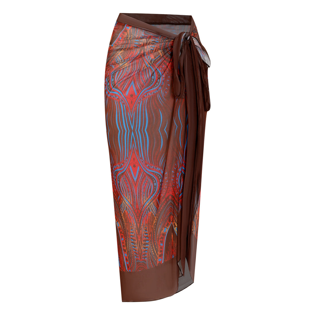 Damen Strandumhang mit buntem Muster und eleganten Schnürdetails Drune
