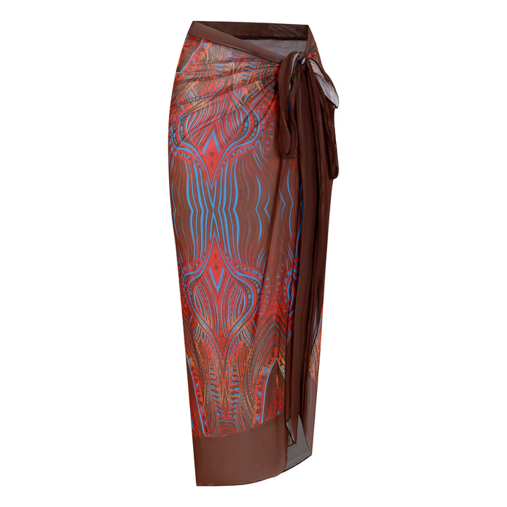 Damen Strandumhang mit buntem Muster und eleganten Schnürdetails Drune