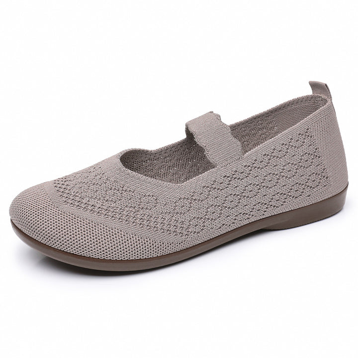 Damen nan gestrickter Mary-Jane-Slipper mit elastischem Riemen und ergonomischer Komfortsohle Drune