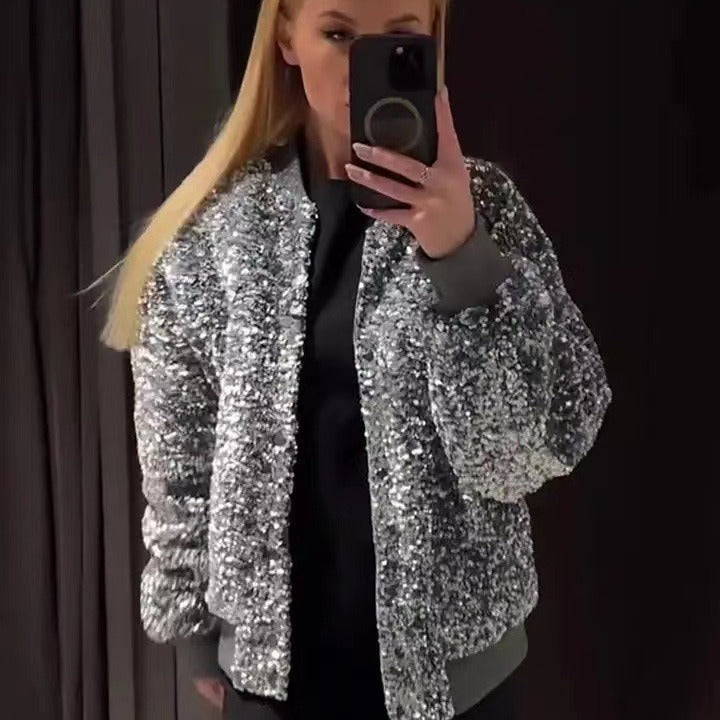 Damen Fleece-Bomberjacke mit strukturiertem Obermaterial und weitem Schnitt Drune