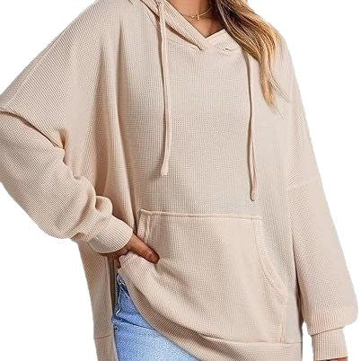 Damen oversized Kapuzenpullover aus Waffelpiqué Drune