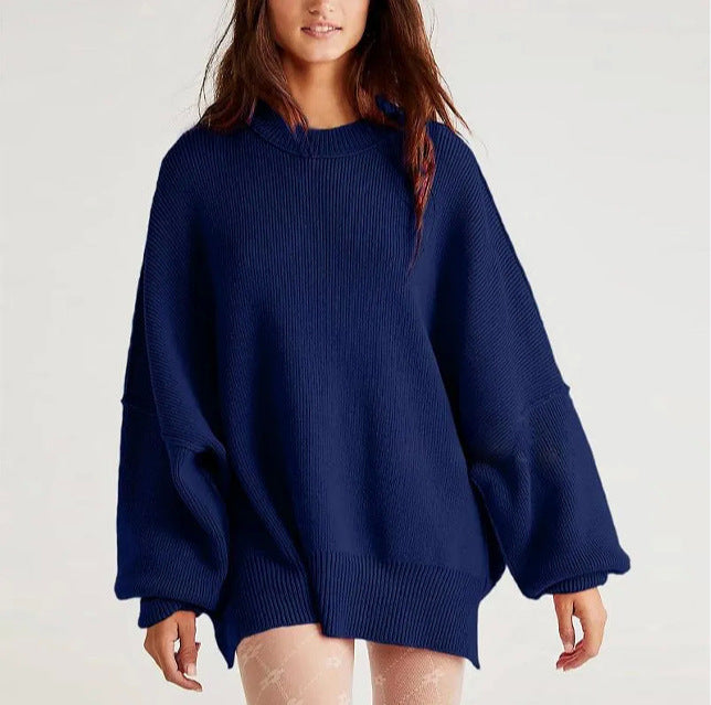 Damen Oversized Strickpullover mit breiten Ärmeln und strukturierter Oberfläche Drune
