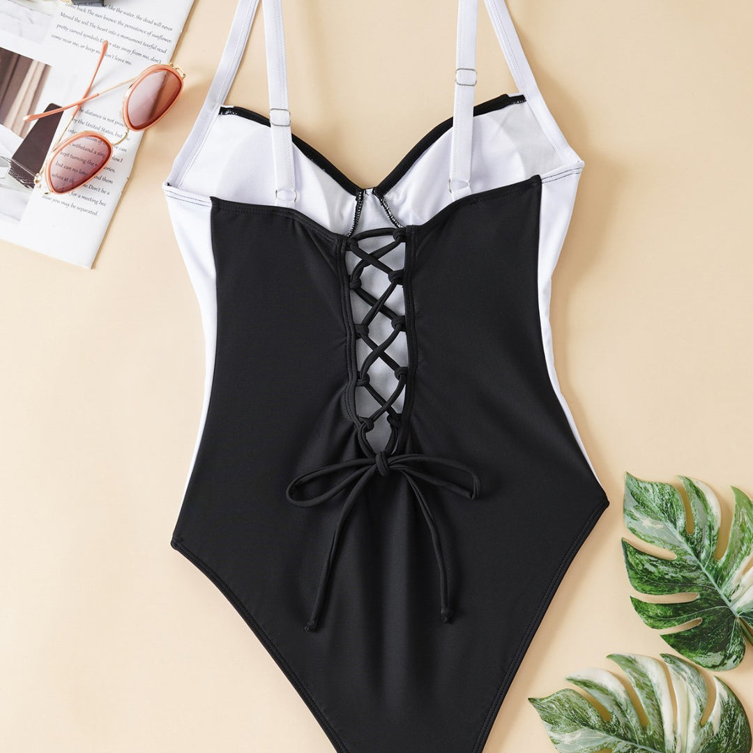 Damen Einteiliger Badeanzug mit elegantem Schnitt und verstellbaren Trägern Drune
