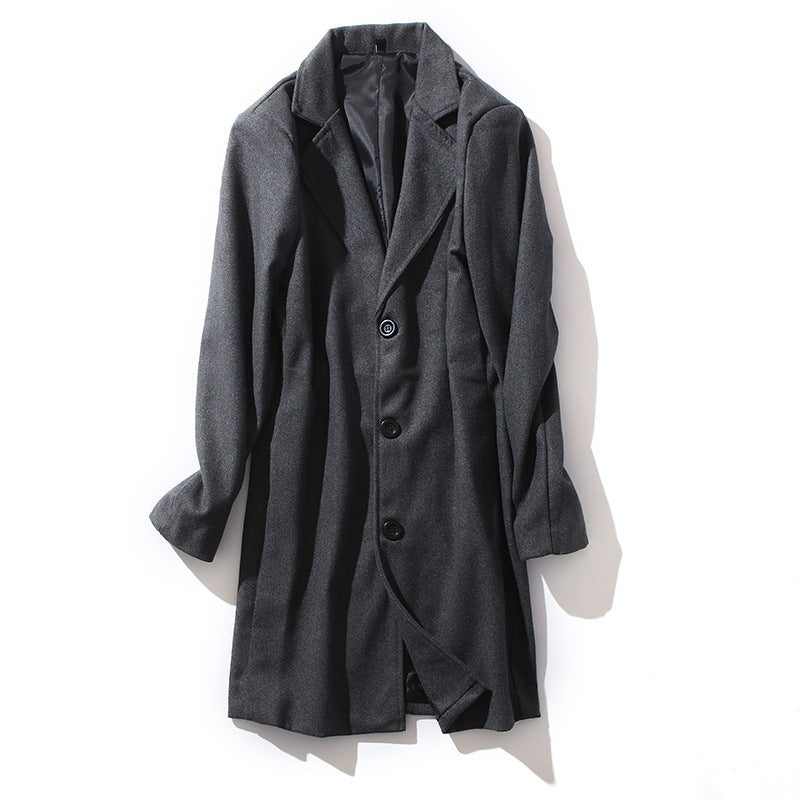 Herren nan taillierter Wollmantel mit schmaler Silhouette, klassischem Revers und verdeckter Knopfleiste Drune