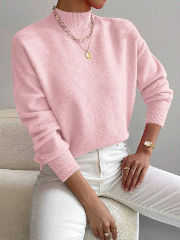 Damen Pullover mit hohem Kragen und weichem Material Drune