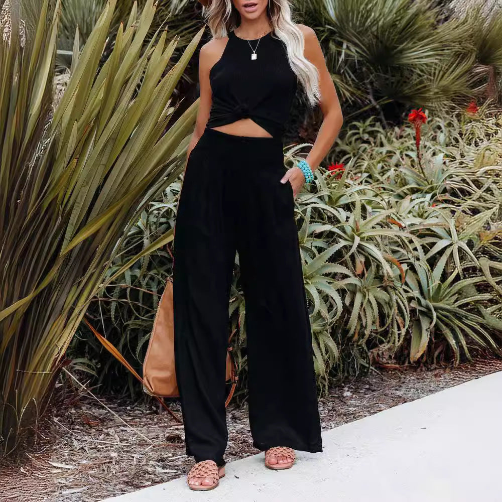 Damen Leichte und weite Sommerhose mit elastischem Bund Drune