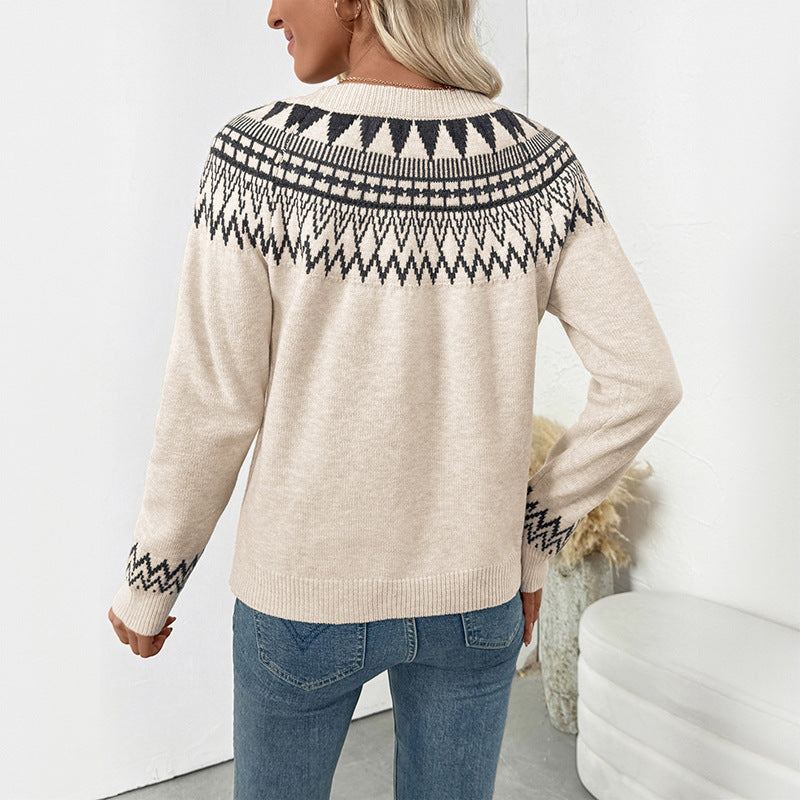 Damen Strickpullover mit nordischem Muster Drune