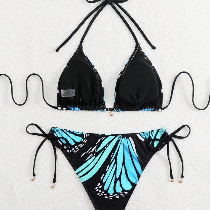 Damen Triangel-Bikini mit stylischem Schnürdetail und trendigem Muster Drune