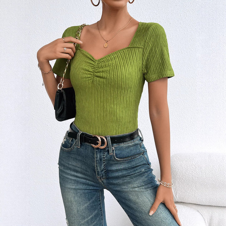Damen Elegantes Ripp-Tops mit V-Ausschnitt und schmeichelndem Schnitt Drune