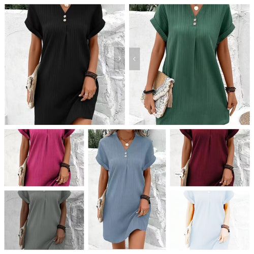 Damen lässiges Midi-Kleid mit Knopfdetails Drune