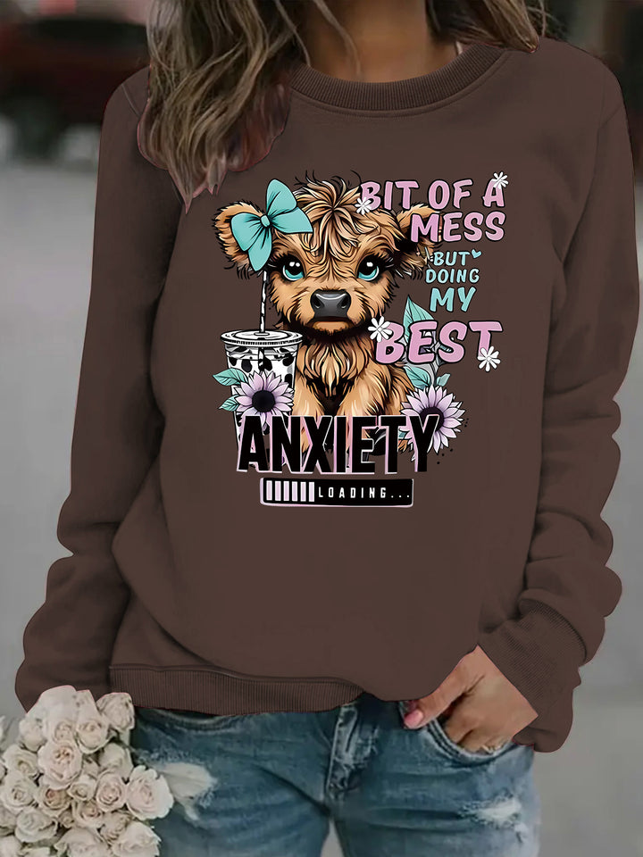 Damen Sweatshirt mit kreativem Hundedesign und inspirierendem Schriftzug Drune