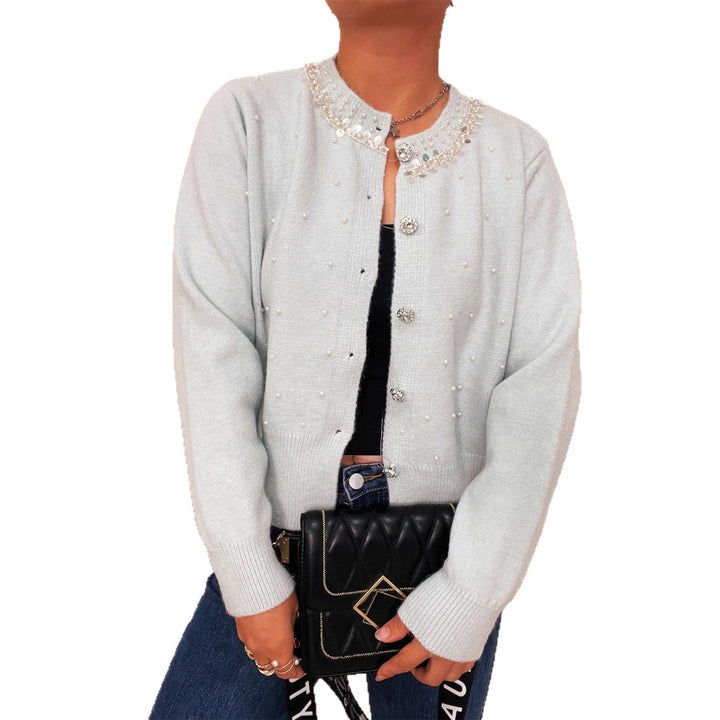 Damen Strickjacke mit Perlenbesatz Drune