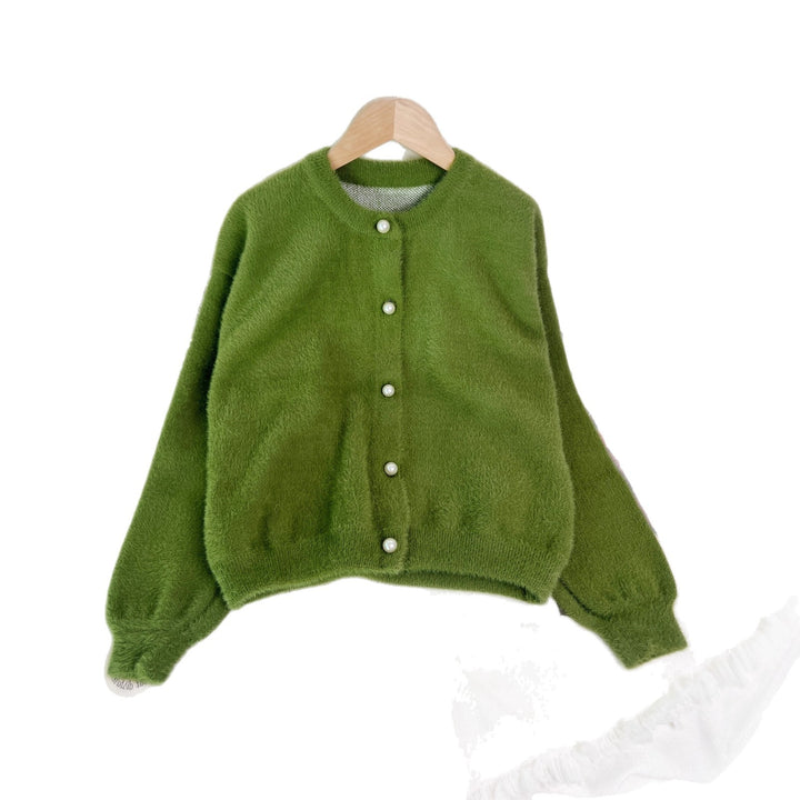 Damen kuschelige Strickjacke mit perlbesetzten Knöpfen und modernem Schnitt Drune
