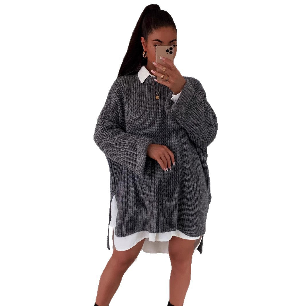 Damen Oversized Strickpullover mit lässigem Schnitt und weit geschnittenen Ärmeln Drune