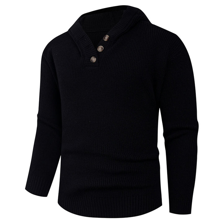 Herren Strickpullover mit hochabschließendem Kragen und Knopfdetails Drune