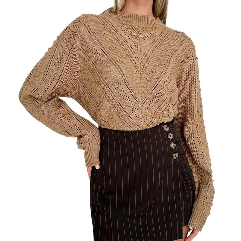 Damen Strickpullover mit besonderen Häkelmustern Drune