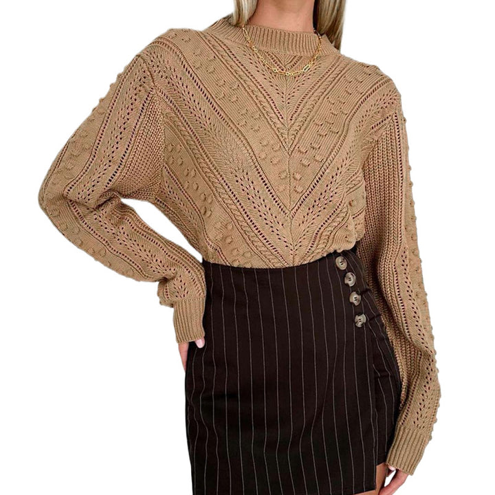 Damen Strickpullover mit besonderen Häkelmustern Drune