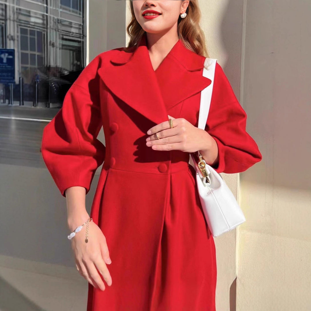 Damen Eleganter Trenchcoat mit tailliertem Schnitt und seitlichem Schlitz Drune
