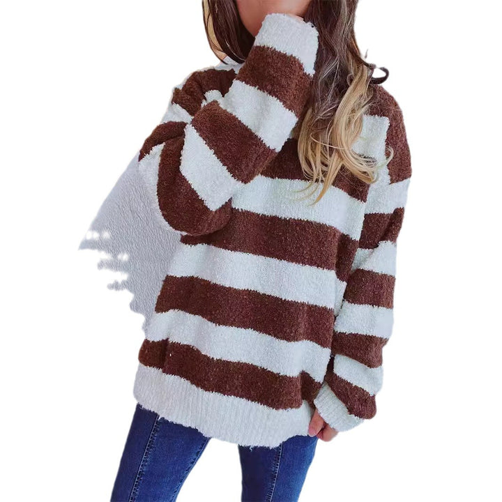 Damen gemütlicher gestreifter Sweater mit weichem Material und lässigem Schnitt Drune