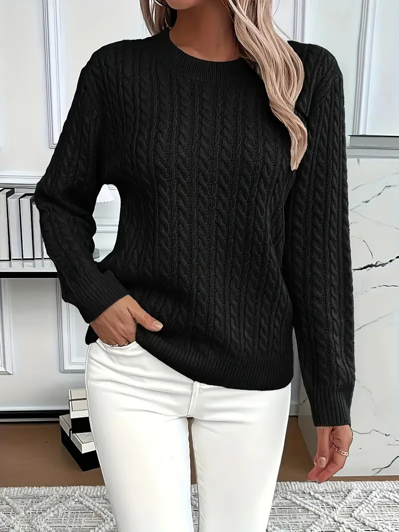 Damen Strickpullover mit elegantem Zopfdesign Drune