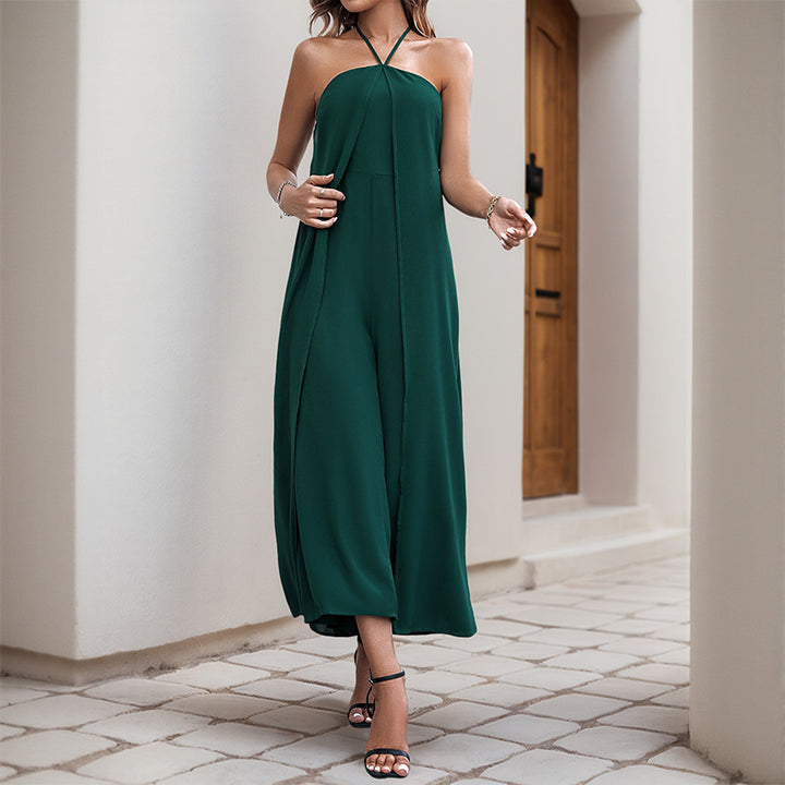 Damen eleganter Jumpsuit mit trägerlosem Design und weitem Schnitt Drune