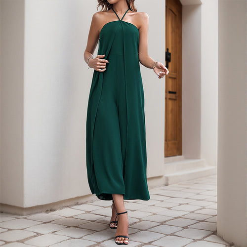Damen eleganter Jumpsuit mit trägerlosem Design und weitem Schnitt Drune