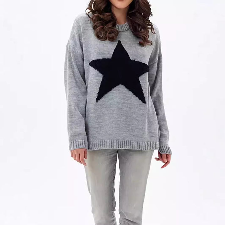 Damen Grobstrickpullover mit auffälligem Sternmotiv und lässigem Schnitt Drune