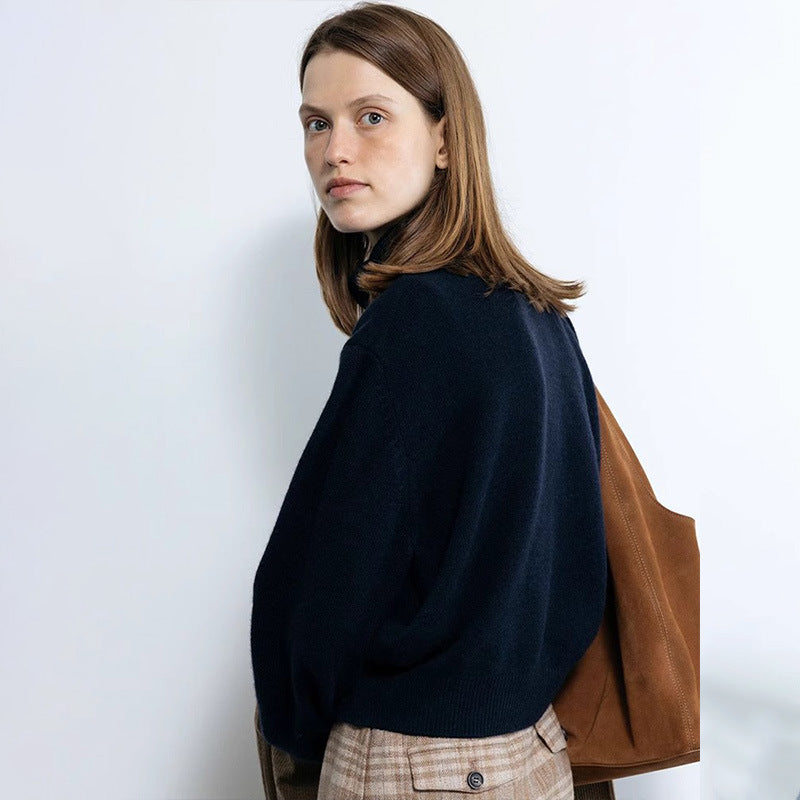 Damen Langarm-Pullover mit hohem Kragen Drune