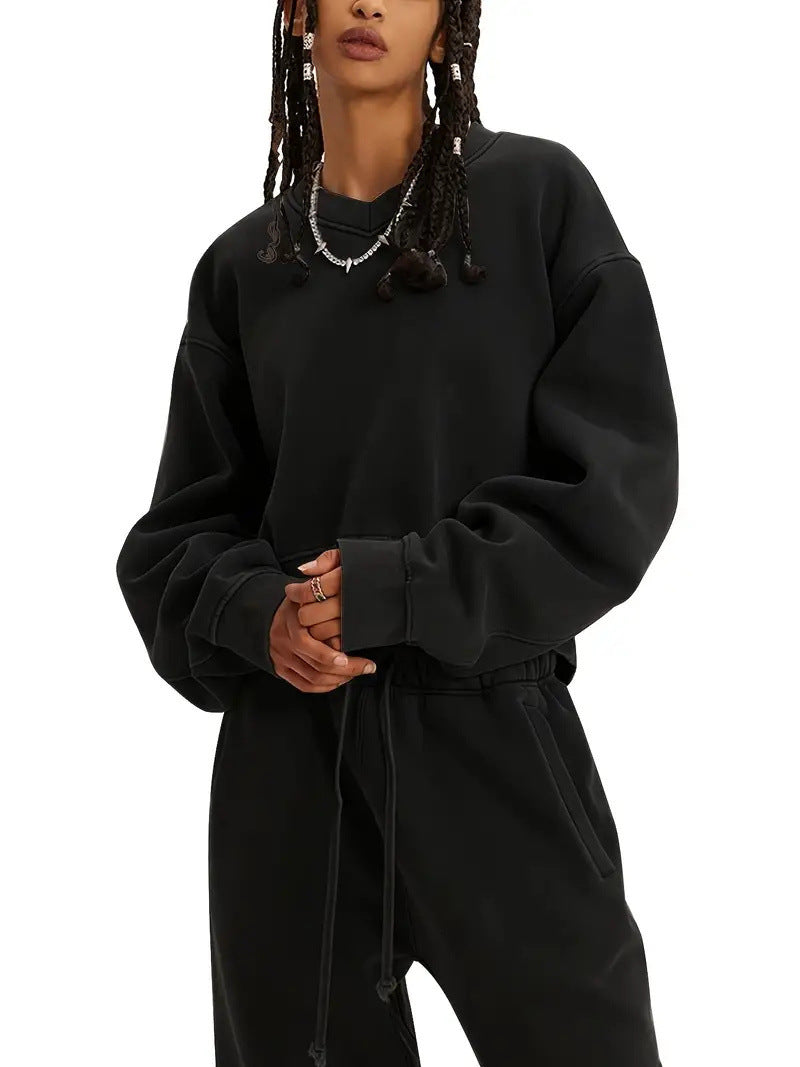 Damen lässiger Oversized Pullover mit elastischen Bündchen Drune