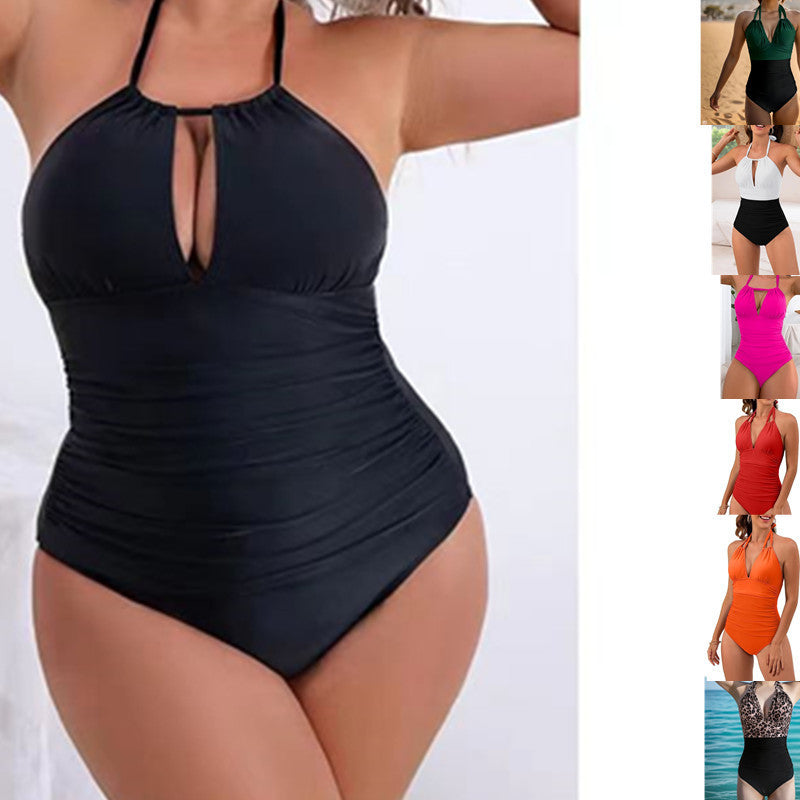 Damen Einteiler Badeanzug mit floralen Cut-Outs und elegantem Wickelrock Drune