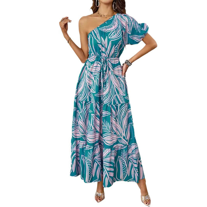 Damen Maxikleid im asymmetrischen Design mit floralem Muster und Wickelgürtel Drune
