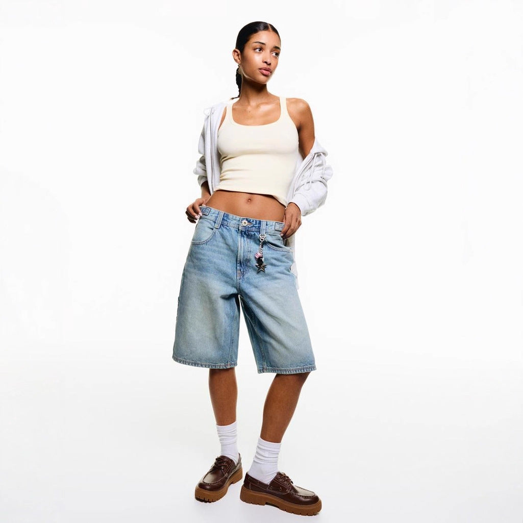 Damen Hochgeschnittene Denim-Shorts im modernen Stil Drune